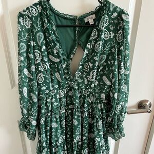 Green and white dress